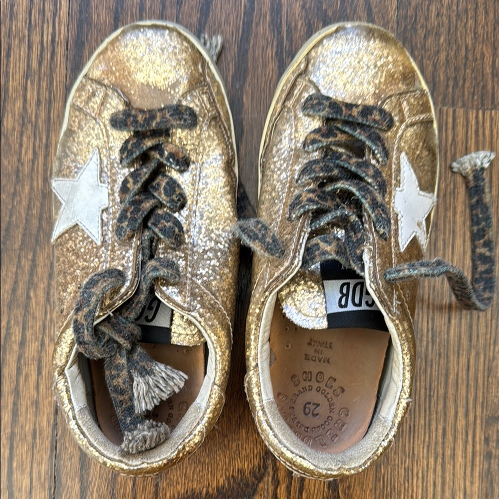 Golden Goose Metallic Gold Sneakers Vintage Aesthetic